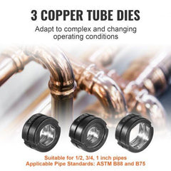 WEINISEN Pro Press Tool – Battery Powered Crimping Copper Pipe Tool Kit with 1/2", 3/4", 1" Jaws for Stainless Steel & Copper Pipes