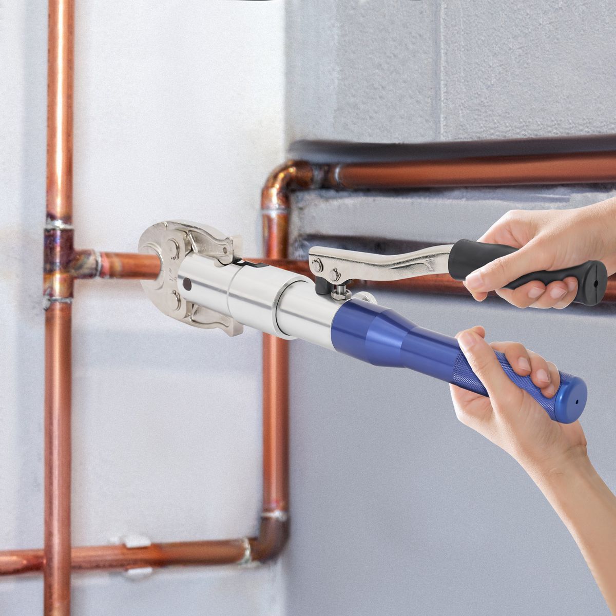 WEINISEN Pro Press Tool – Battery Powered Crimping Copper Pipe Tool Kit with 1/2", 3/4", 1" Jaws for Stainless Steel & Copper Pipes